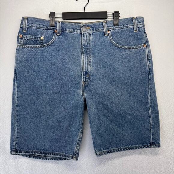 Vintage Levis Jorts Mens 40 Blue Denim Jean Regular Faded Baggy USA Made 505 y2k - Picture 2 of 9